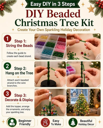 🎄✨ DIY Glass Bead & Faux Pearl Christmas Tree Kit – Create Your Own Sparkling Holiday Decoration