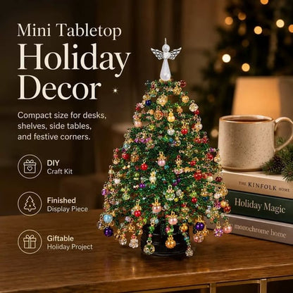 🎄✨ DIY Glass Bead & Faux Pearl Christmas Tree Kit – Create Your Own Sparkling Holiday Decoration