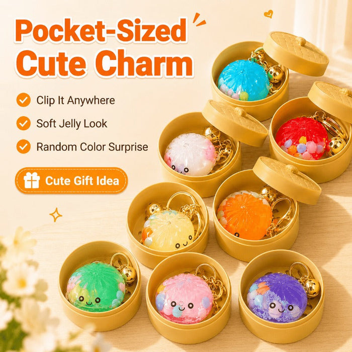 🥟 Super Squishy Dumpling Keychain with Mini Steamer Case