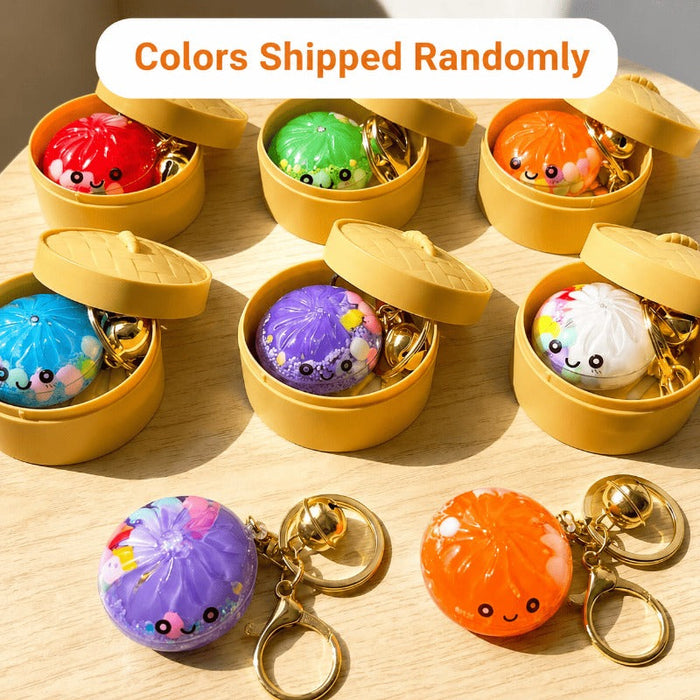 🥟 Super Squishy Dumpling Keychain with Mini Steamer Case