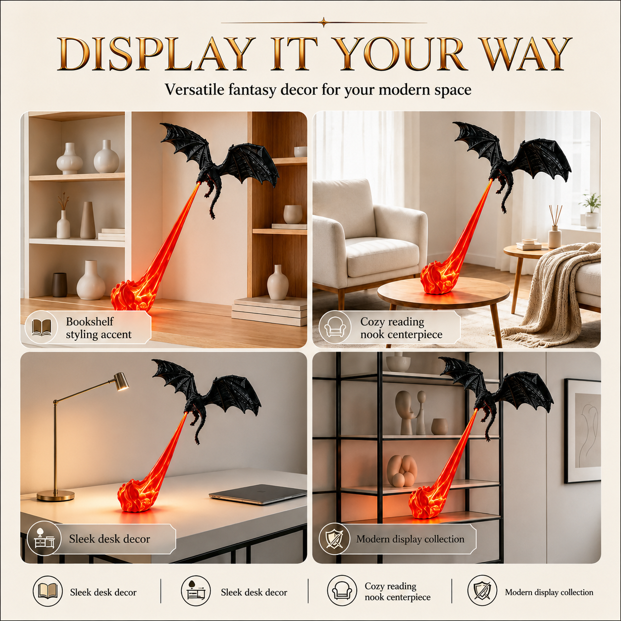🔥Hot Sale 40% OFF✨Dragon Flame Book Nook