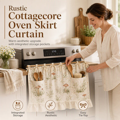🧺 Oven Skirt Curtain With Pockets – Cottage Style Storage For Your Kitchen!