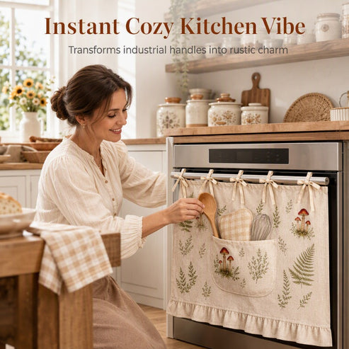 🧺 Oven Skirt Curtain With Pockets – Cottage Style Storage For Your Kitchen!