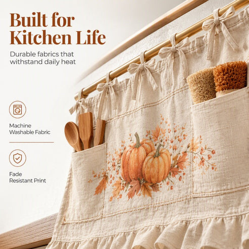 🧺 Oven Skirt Curtain With Pockets – Cottage Style Storage For Your Kitchen!