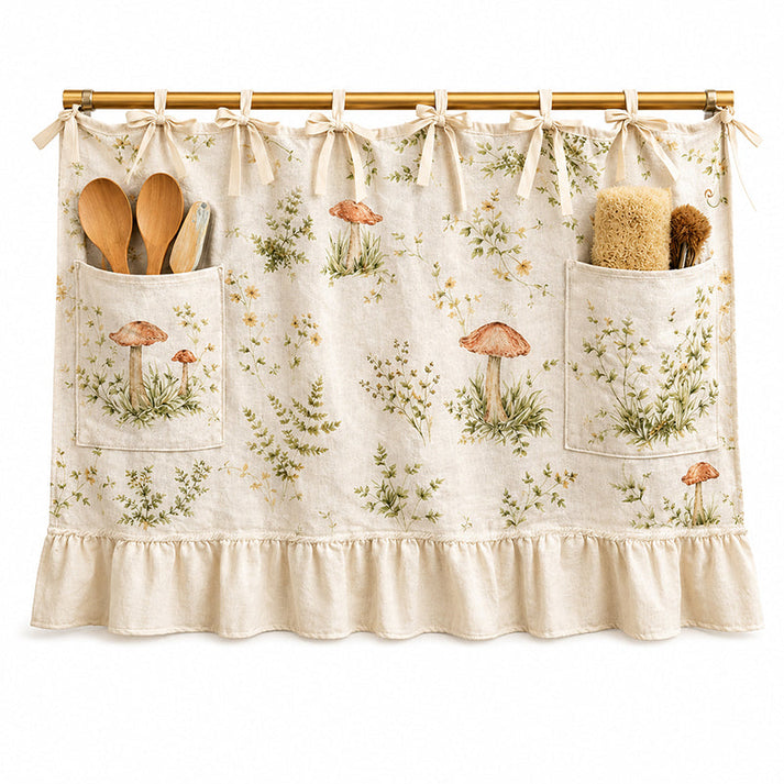 🧺 Oven Skirt Curtain With Pockets – Cottage Style Storage For Your Kitchen!