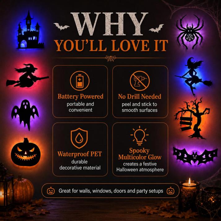 Halloween LED Silhouette Wall Light Stickers