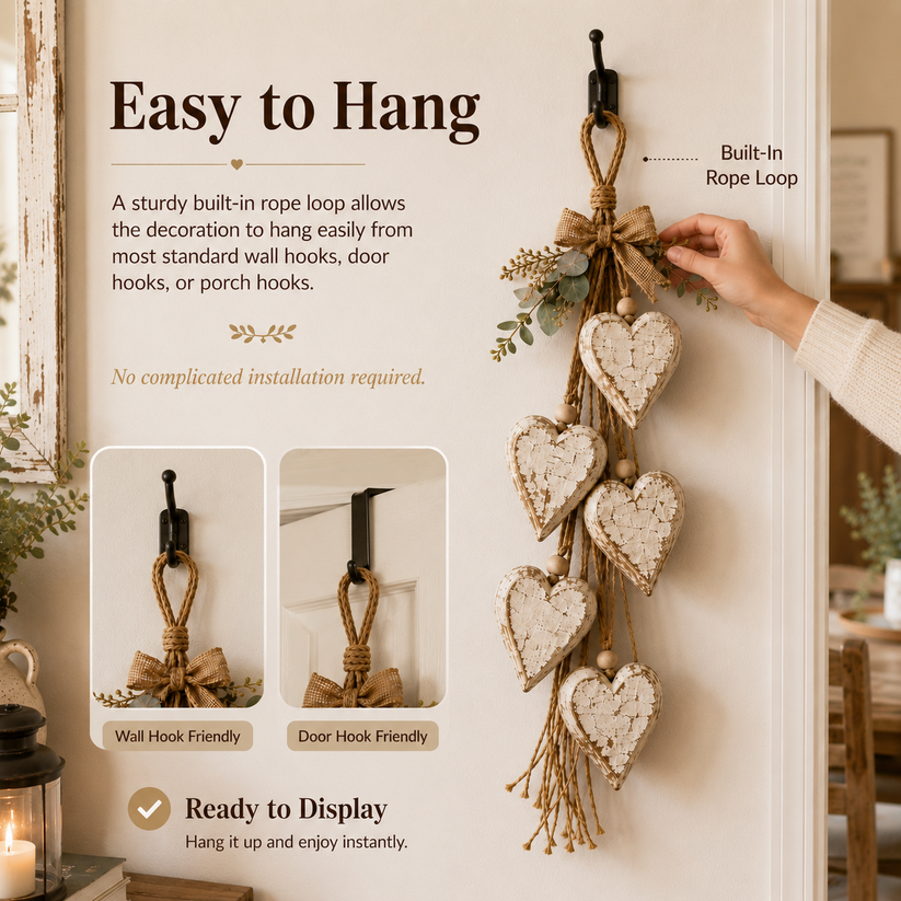 🍂🤎 Fall Home Refresh – Rustic Hanging Heart Wall Decor