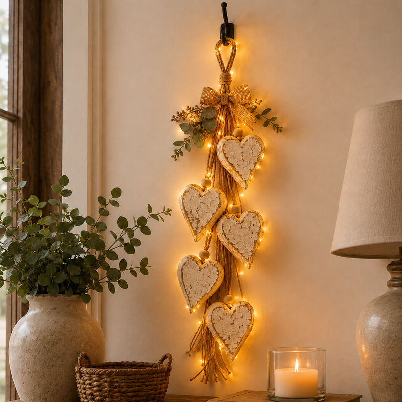 🍂🤎 Fall Home Refresh – Rustic Hanging Heart Wall Decor
