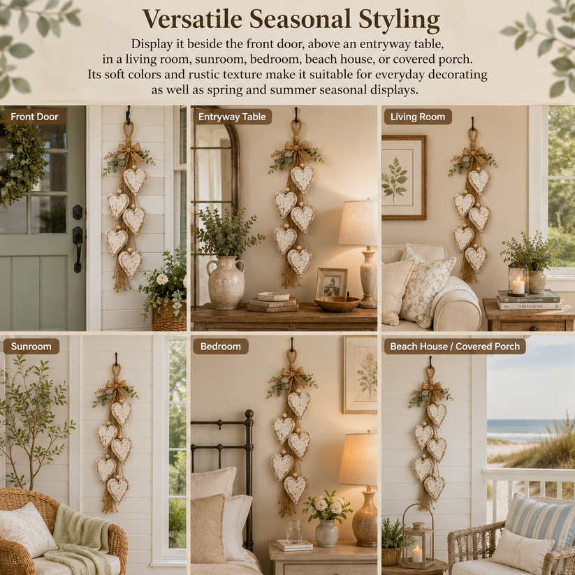 🍂🤎 Fall Home Refresh – Rustic Hanging Heart Wall Decor