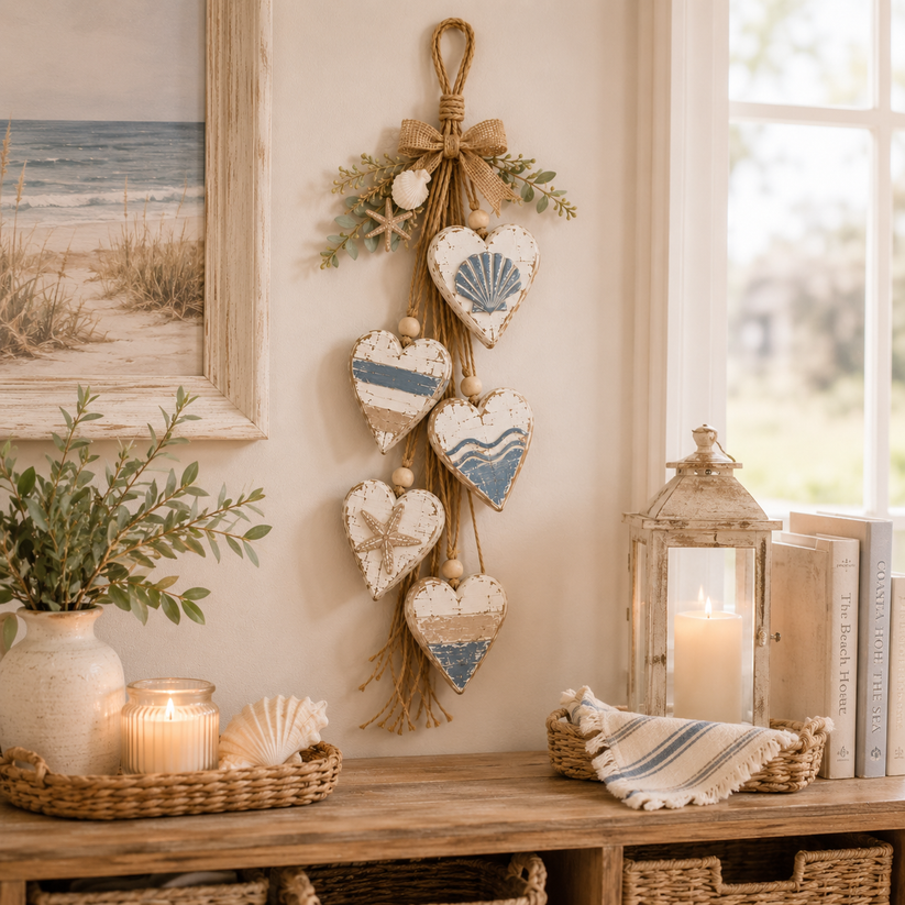 🍂🤎 Fall Home Refresh – Rustic Hanging Heart Wall Decor