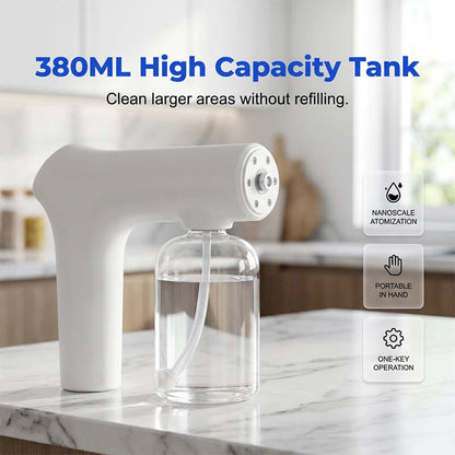 Cordless Nano Spray Gun – Adjustable mist, no cord hassle. Perfect for disinfection & dusting. A cleaning essential! 🔫🌿
