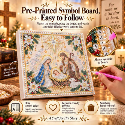 🙏 Christian Pearl Artwork Kit ✨ DIY Faith Craft with Built-In Display Frame