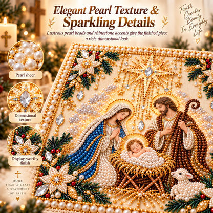 🙏 Christian Pearl Artwork Kit ✨ DIY Faith Craft with Built-In Display Frame
