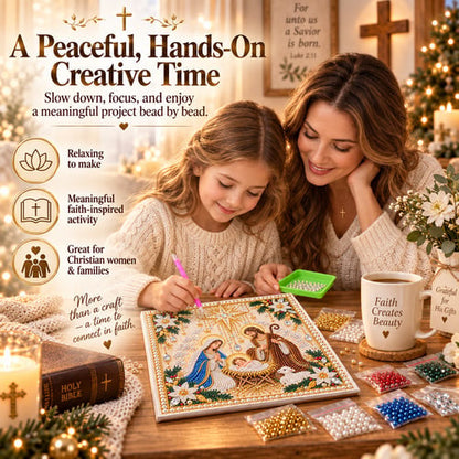 🙏 Christian Pearl Artwork Kit ✨ DIY Faith Craft with Built-In Display Frame