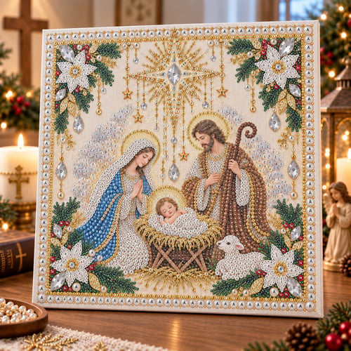 🙏 Christian Pearl Artwork Kit ✨ DIY Faith Craft with Built-In Display Frame
