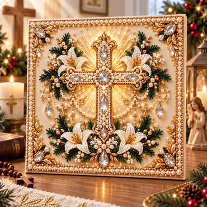 🙏 Christian Pearl Artwork Kit ✨ DIY Faith Craft with Built-In Display Frame