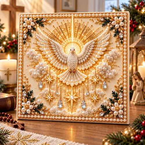 🙏 Christian Pearl Artwork Kit ✨ DIY Faith Craft with Built-In Display Frame