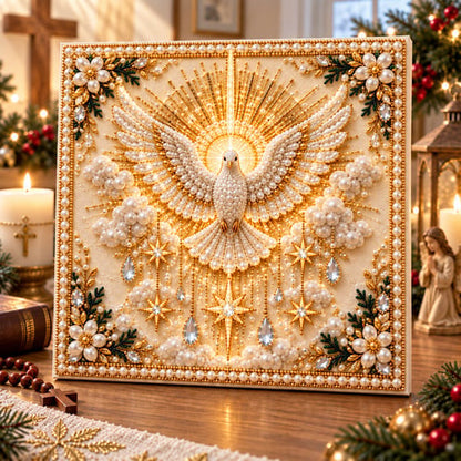 🙏 Christian Pearl Artwork Kit ✨ DIY Faith Craft with Built-In Display Frame