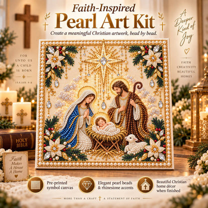 🙏 Christian Pearl Artwork Kit ✨ DIY Faith Craft with Built-In Display Frame