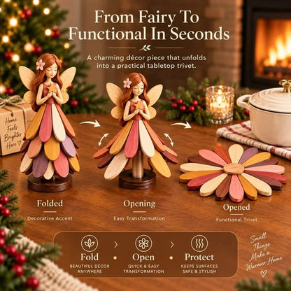 🌸Fairy Bloom Trivet – Folding Fairy Décor & Heat-Resistant Table Protector