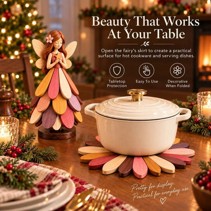 🌸Fairy Bloom Trivet – Folding Fairy Décor & Heat-Resistant Table Protector