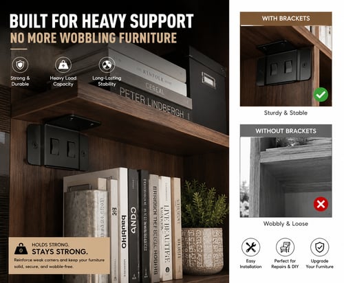 Black 2-in-1 corner bracket reinforcing furniture joint