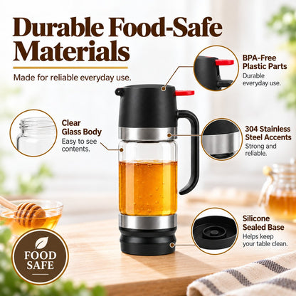 🍯 No-Drip Press-to-Pour Glass Honey Dispenser