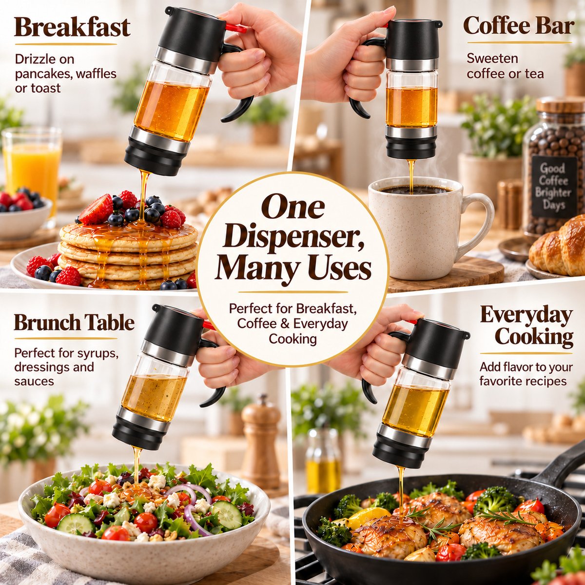 Honey dispenser used for breakfast coffee salad and everyday cooking