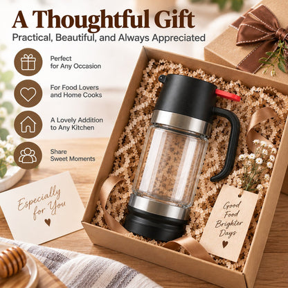 🍯 No-Drip Press-to-Pour Glass Honey Dispenser