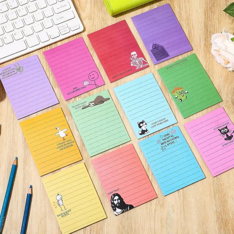 Sarcastic Office Sticky Notes with Flirty Phrases and Passive-Aggressive Jokes