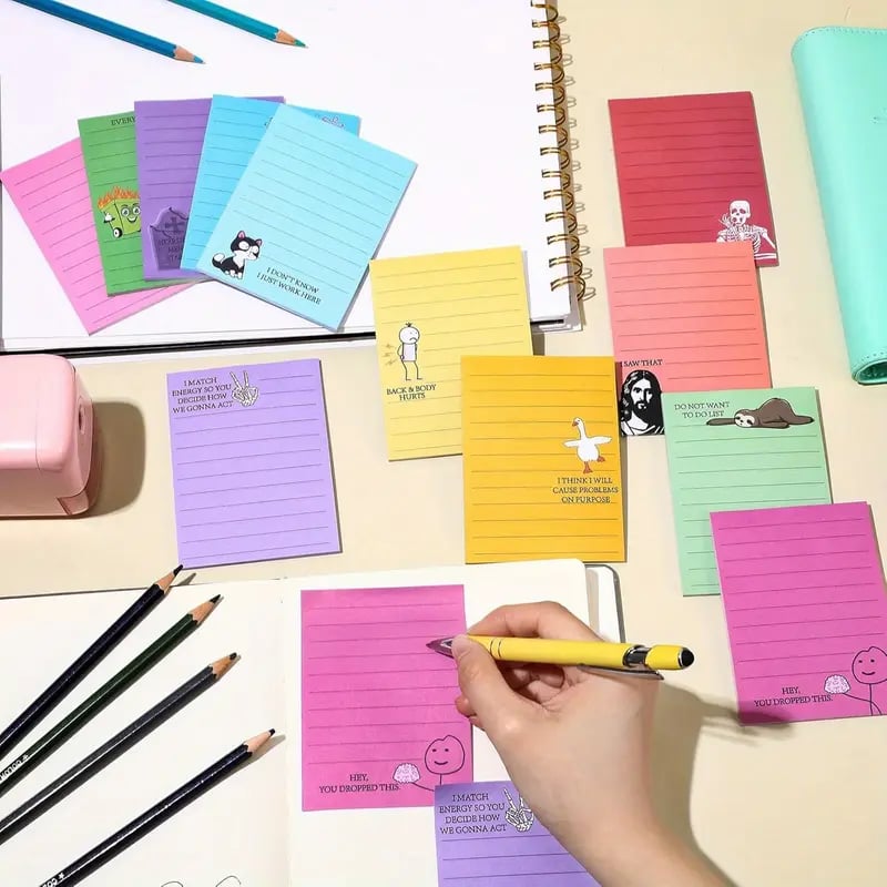 Sarcastic Office Sticky Notes with Flirty Phrases and Passive-Aggressive Jokes