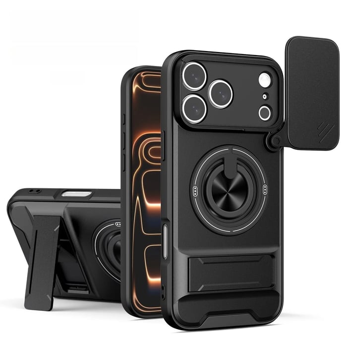 Black sliding camera cover iPhone protective case