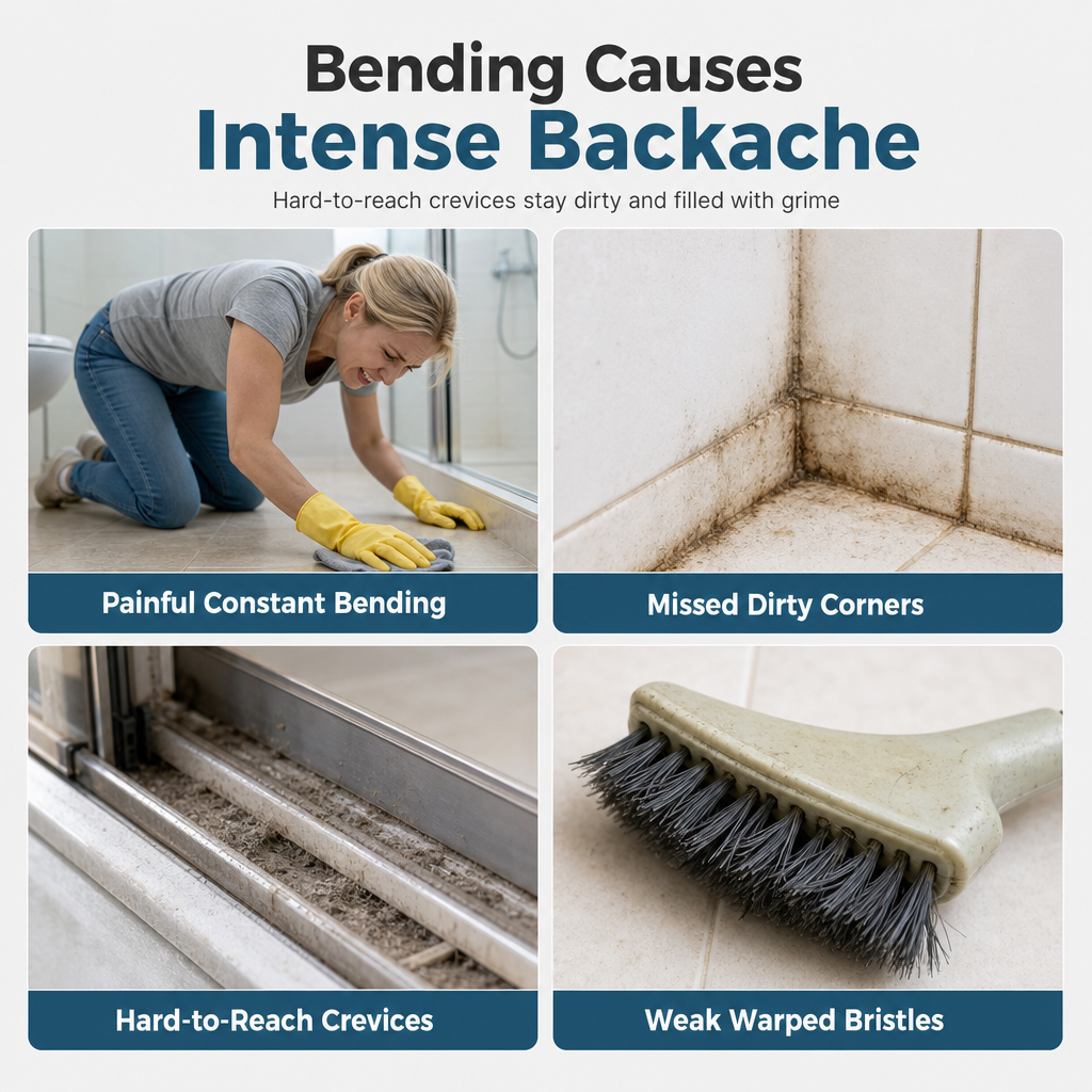Common cleaning challenges including bending, dirty corners, narrow tracks and ineffective brushes