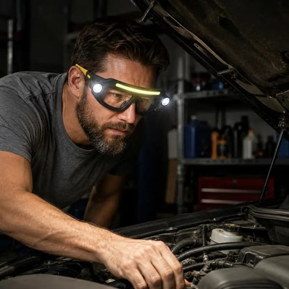 Rechargeable LED Headlamp Glasses – Hands-Free Light with Wave Control