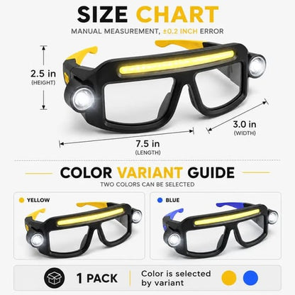 Rechargeable LED Headlamp Glasses – Hands-Free Light with Wave Control