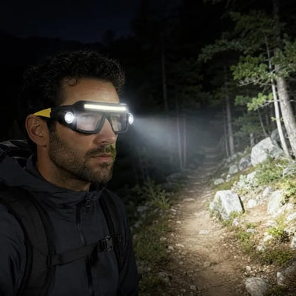 Rechargeable LED Headlamp Glasses – Hands-Free Light with Wave Control