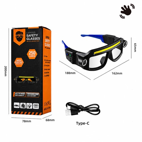 Rechargeable LED Headlamp Glasses – Hands-Free Light with Wave Control