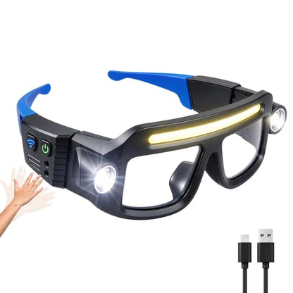 Rechargeable LED Headlamp Glasses – Hands-Free Light with Wave Control