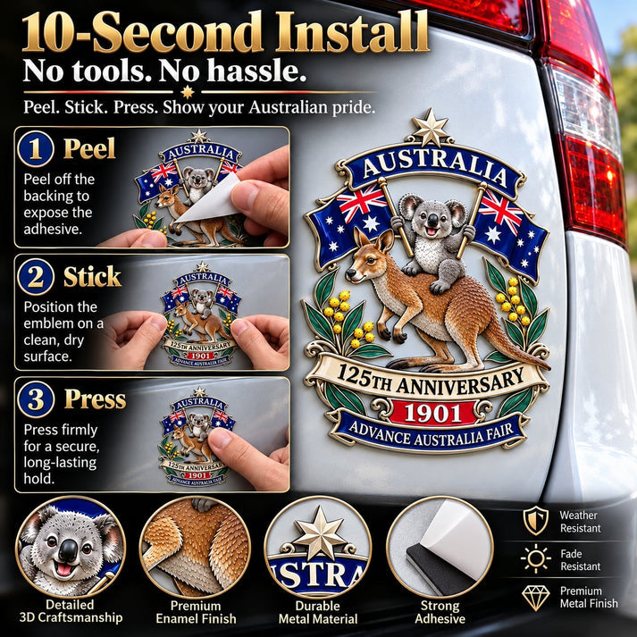 🦘 Australia 125th Anniversary Metal Car Badge