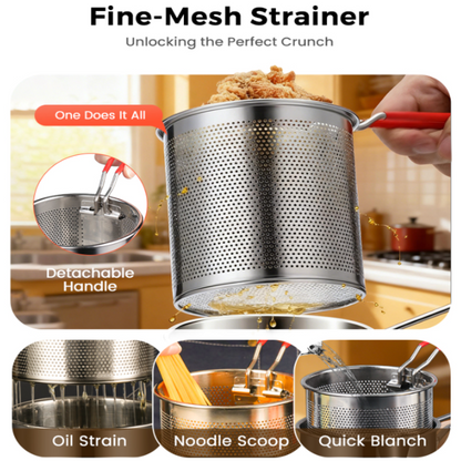 Oil-Saving Mini Fryer Pot with Strainer Basket (4-Pack)