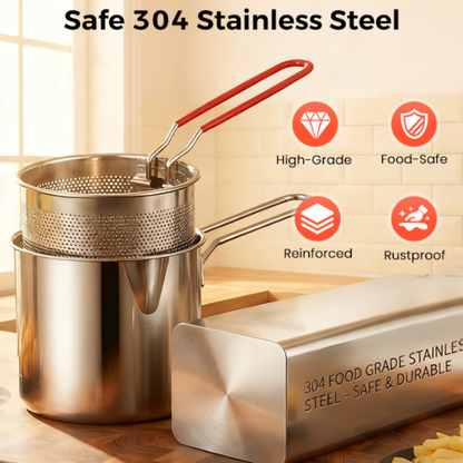 Oil-Saving Mini Fryer Pot with Strainer Basket (4-Pack)