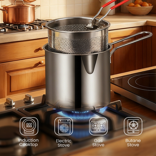 Oil-Saving Mini Fryer Pot with Strainer Basket (4-Pack)