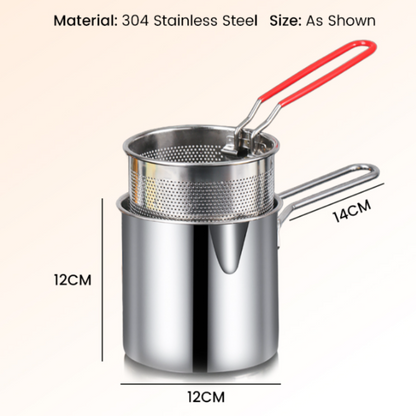 Oil-Saving Mini Fryer Pot with Strainer Basket (4-Pack)