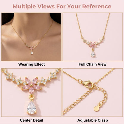 Soft Sparkle Floral Collarbone Necklace – Elegant Titanium Steel Jewelry for Everyday Outfits ✨