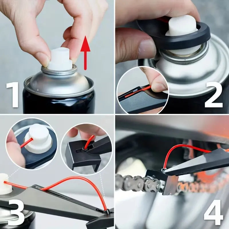 Four-step setup for motorcycle chain oiler