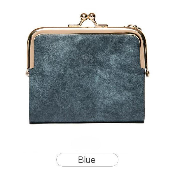 Blue vintage women's kiss-lock wallet