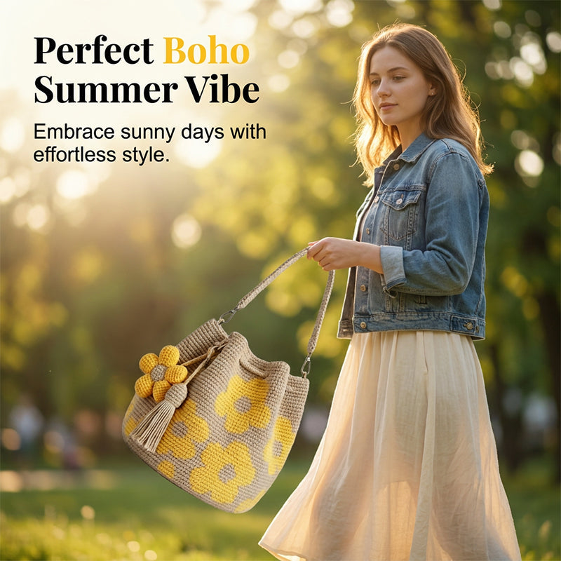 ✨ Hand-Crocheted Bucket Bag for Women — One Tote, Endless Summer Vibes. 🌼