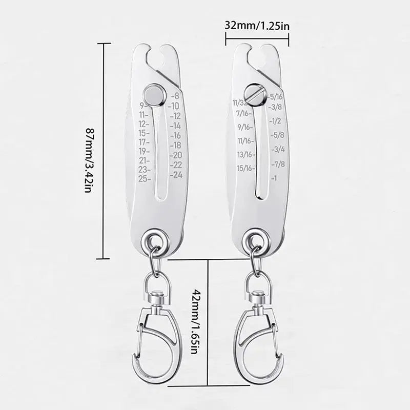 🔩 Precision Thread Dimension Gauge Keychain for Bolt & Nut Sizing