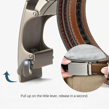 Leather Ratchet Belt With Adjustable Buckle