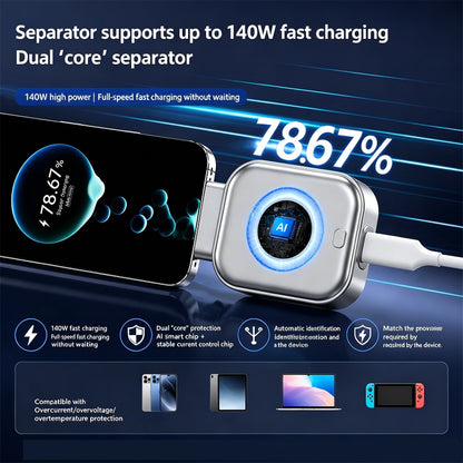 Last Day 49% OFF⚡ Supercharge Safely with the 140W AI Auto-Disconnect Adapter! 🔌